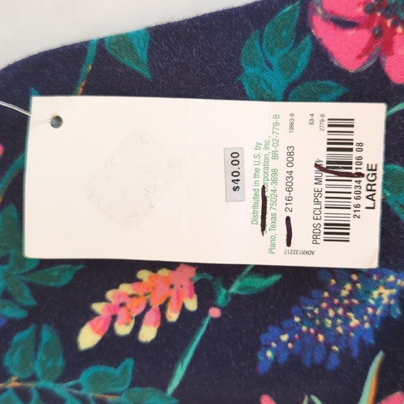 NWT Decree Floral Cold Shoulder Mini Summer Dress LARGE Navy Blue Pink Pattern - Picture 3 of 16